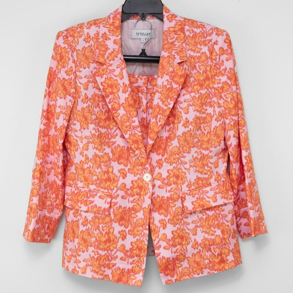 Derek Lam 10 Crosby Irina Blazer Jacket + Vadella Shorts Set Orange Pink Size 12 - Picture 2 of 16